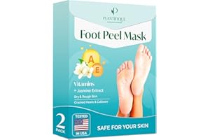 Plantifique Foot Peel Mask – 2 Pairs Exfoliating & Dermatologically Tested Foot Treatment, Removes Dead Skin & Repairs Heels for Soft Feet – Vitamins Scent, Gift for Women & Men