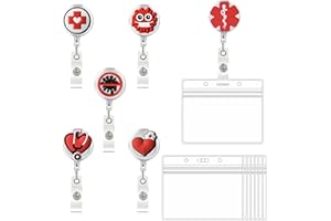 DNGH Porta Badge Infermiere Medico Retrattile Bobina Clip Portabadge Badge Holder Nurse Infermiere Accessori Regalo per Infermiere Dottore Insegnanti Studenti (Rosso)