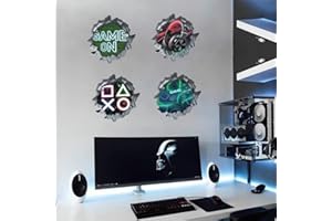 ANHUIB Gamer Wandaufkleber,3D Wandtattoo Gamer,Gaming Wandtattoo Kinderzimmer Jungen,Wandtattoo Junge Teenager,Bunte Gamer Poster für Schlafzimmer,Videospiel Wandstikcer für Jugendzimmer Deko
