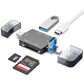 Coverzone Al&uuml;minyum Kasa Usb 3.0 OTG USB C Kart Okuyucu | iPhone Lightning ve iPad ile uyumlu, Type-C girişli SD TF Multi Car