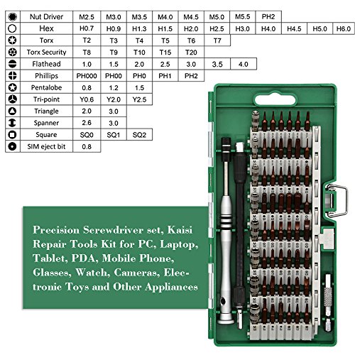 Kaisi Schraubendreher-Set, für PC/Laptop/Tablet/PDA/Handy/Brillen/Uhr und andere Elektronik, 58-teilig - 6