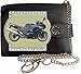 Price comparison product image KAWASAKI ZZR 1400 Blue image on KLASSEK RFID Men Leather Chain Wallet with Chain clasp Motorbike Motorcycle accessory gift with Metal Box NOT OFFICIAL Kawasaki Merchandise