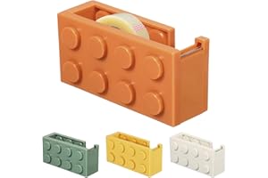 Dispensador de Cinta Adhesiva Transparente: YOYIAG 4 Piezas Dispensador Rellenable Ladrillos De Juguete Diseño, Dispensador Cinta para Oficinas, Escuelas, Hogar (Verde, Blanco, Naranja, Amarillo)