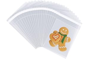 Sabco - 200 pcs Clear Display Bags - Cello Bags OPP - Self Seal Cellophane For Presentation - Food Safe - 10 Sizes - Ideal For FBA Cards Envelopes Pictures (3 x 5")