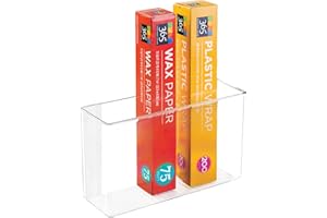 mDesign AFFIXX Peel and Stick Adhesive Kitchen, Pantry Cabinet Organizer - 9.5 lbs, Clear