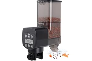 hygger Distributeur Automatique Poisson,350ml Mangeoire Automatique Aquarium avec LCD Contrôleur Display Koi Fish Feeder for Weekend Holiday(Battery Not Included)