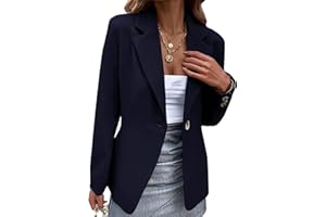 EFOFEI Ladies Lapel Button Office Jackets Simple Elegant Outwear Solid Colour Suit Collar Office Work Blazer Jacket