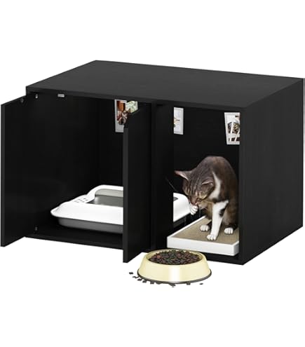 PawHut kattentoilet kattenbak met 2 deuren schep geurverdrijvingsvak PP ABS | Netherlands
