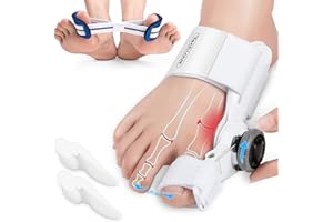 Tech Love Correction D'hallux Valgus Kit, Hallux Valgus [1x] Bouton réglable, D'orteil en Silicone [2x] et Bande D'entraînement pour Orteil [1x] pour Pied Gauche ou Droit Unisexe