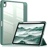 Apple iPad Air 11in&ccedil; M2/M3 2025-2024 ile uyumlu Kılıf Grafiti Şeffaf Kalem B&ouml;lmeli Koyu Yeşil