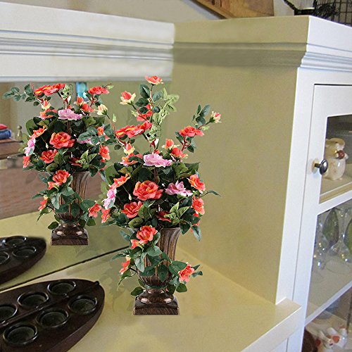 MIHOUNION Künstliche Blumen Rose Bush Bonsai Natürliche Seide Blumen Gestecke Haus Küche Tisch Dekor Hochzeit Regalen Farbkombination Blüten - 4