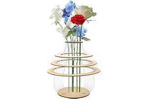 APOMOONS Vase pour fleurs Lego 3D - En bois - Pour bouquet de Lego - 20 cm de hauteur - Puzzle en bois - Vase à fleurs - Support en bois - Pour roses, tournesols, tulipes, lotus