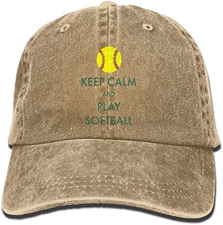 Keep Calm and Play Softball Adult Sport Adjustable Baseball Cap Cowboy Hat