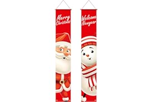 Valicaer Baner bożonarodzeniowy, dekoracja na werandę, baner, czerwony, Wesołych Świąt Bożego Narodzenia, parawan, na werandę, wisi ornament do użytku na zewnątrz (A)