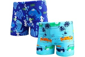 imKutie Boys Swimming Shorts, 2 Pack Baby Boys Cute Shark Dinosaur Casual Swimming Trunks Kids Swimsuit Beach Holiday Swim Board Shorts Age 1-9 Years