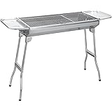 SunJas Barbecue a Carbone Portatile,Barbecue Grill Pieghevole in Acciaio Inossidabile,Barbecue a Carbonella per 5-10 Persone 