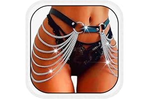 Zookey Punk Cadenas para cintura y cuerpo de estilo gótico - Cadenas de cuero negro para vientre, rave y capas - Joyería para mujeres y niñas