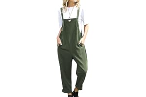 YESNO Women Casual Loose Dungarees Sleeveless Plus Size Overall Cotton Harem Pants Jumpsuits Rompers with Pockets PV2UK