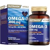 Nutraxin Vitals Omega-3 2000 mg EPA + DHA Food Supplement containing Fish Oil (1 x 60 capsules)