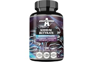 ‎APOLLO'S HEGEMONY Sodium Butyrate Hochdosis 580 mg (30% Buttersäure), 120 vegane Kapseln, 120 Tage Vorrat, Natriumbutyrat Supplement - von Apollo's Hegemony