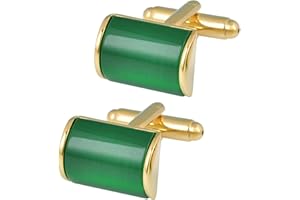 Jonwo Gemelli rettangolari verde occhio di gatto pietra per uomo in confezione regalo uomo camicia da sposa camicia da ballo francese festa anniversario abito