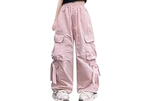 SEAUR SEUAR Pantalon Cargo Ample Fille Pantalon Hip-Hop Enfant Fille Multi Poche Danse Jazz Sport Casual Streetwear 120-170