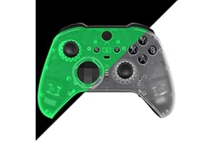eXtremeRate Replacement Faceplate Cover for Xbox One Elite Controller Series 2, Glow in Dark - Green Custom DIY Front Housing Shell Case & Accent Rings for Xbox Elite Series 2 Core - Model 1797
