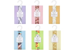 VOOVEN Pack of 6 Fragrance Sachet Bags - Wardrobe Fresheners Hanging for Drawers Closets, Rooms, Wardrobes, Bathrooms,Cars - Natural Moth Repellent, Lavender Bags