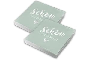 ‎ITENGA itenga Servietten Schön dass du da bist 30 x 30cm 3-lagig 40 Stück für Kommunion Konfirmation Hochzeit Taufe und andere Feiern (eukalyptus grün)