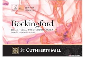 BOCKINGFORD Unknown St Cuthberts Mill Bockingford T4533000101AF Watercolour Paper: 300 g/m², Satined, Watercolour Pad 29.7 x 42 cm (A3), Glued on One Side, 12 Sheets, White