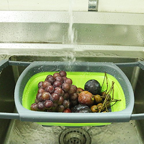 UMEI Küche Sieb Faltbare Wannen Silikon Sieb (rechteck, grün) - 6
