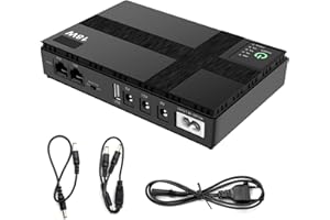QUEVATI Mini UPS Batteria di Backup per Router,Gruppo di Continuità con 10400mAh PowerBank,USB Uscita 5V 2A USB e 5V 9V 12V 2A DC,Telecamere di Sicurezza, Smartphone,18Wh