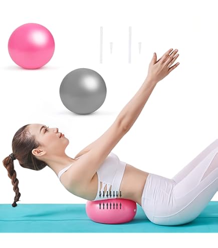 3 Palle Pilates Piccole Da 20 Cm - In PVC Antiscivolo, Per Fitness, Equilibrio, Yoga, Allenamento A Casa - Foto 3