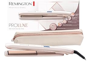 ‎REMINGTON Remington prostownica do włosów, tech. OptiHeat utrwala fryzurę do 24h, ceramiczna, zakres temp. 150-230°C, szybkie nagrzewanie, funkcja pamięci, obrotowy przewód 1.8m, etui, beżowa, PROluxe S9100