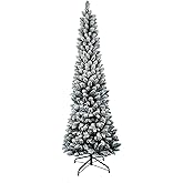 Albero Di Natale Slim Innevato 210 Cm - Pino Realistico Superfolto, Base Stabile, Apertura Ombrello - Foto 6
