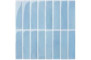 ‎COMSTICKC COMSTICKC Klebefliesen Küche Blau, 10 Stück, 3D Fliesenaufkleber Fliesen Selbstklebend Metro Wandfliesen Küchenfliesen Selbstklebend Küchenrückwand Bad, 30,5 × 30,5 cm