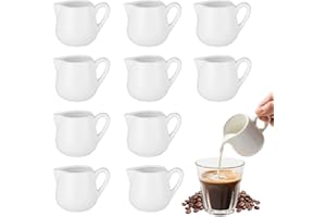XSQD 10 Pezzi Ceramica Piccola Bricco Latte, Mini Bottiglia Latte Bianco Con Maniglia, Tazza Salsa Bistecca Occidentale, Brocca Di Latte Ceramica Adatta Per Caffè, Latte, Salsa Tazze Puntate Zucchero