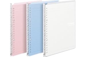 KOKUYO Campus Easy-Carry Slim Binder Smart-Ring B5 26-Ring Set OF 3 (Light Pink, Light Blue & Clear, B5)