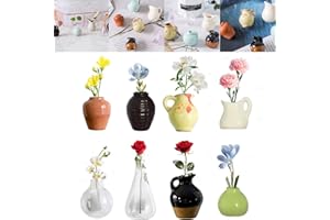 Auriselle 8 Piezas Mini jarrón imán para Nevera 3D Jarrón de cerámica Imanes para Nevera DIY Coloridos y Bonitos para la decoración del hogar, la Nevera, la Oficina, el salón