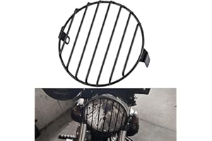 NATGIC Motorrad Scheinwerfer Grill, Universal 7" Motorrad Scheinwerfer Abdeckung Schutz Metall Runder Motorrad Scheinwerfer Grill für 8mm-10mm Seitenmontage Schraube Motorrad oder Motorrad (Schwarz)