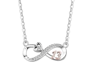 ZakiaHo 12 13 16 18 21 30 40 50 60 70 Birthday Gifts for Women Girls Dainty Adjustable Love Heart Infinity Rose Gold Plated Clear Crystal Pendant Necklaces