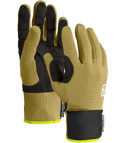 ORTOVOX Fleece Light Glove M - Leichter Fleece-Handschuh mit Smart-Finger und Leder-Handinnenseite für Skitouren - BLAU - Herren