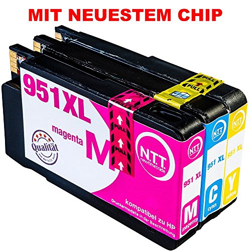 N.T.T.® 3x Tintenpatronen kompatibel zu HP 950 HP 951 XL (1 Cyan, 1 Magenta, 1 Yellow ) Multipack kompatibel zu HP OfficeJet Pro 8600, 8610, 8620, 8630, 8640, 8660, 8615, 8625, 8100, 251dw, 271dw Druckerpatronen kompatibel zu HP950 XL HP951 XL