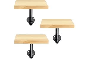 Navaris Set de 3X balda de Madera - Estanterías flotantes de Pared para Adornos - Repisas Modernas para Cocina Dormitorio o baño - En marrón Claro