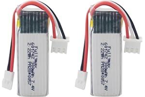 BLLRC 2PCS 7.4V 300mAh Batterie au Lithium à Haut débit pour WLToys F959 F959S XK A600 A700 A800 A430 télécommande modèle d'avion Planeur à voilure Fixe Batterie Rechargeable