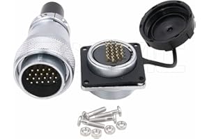 Eonvic weipu ws28 20 Pin Connector Impermeable ip67 Metal Macho y Hembra Panel de Enchufe Cuadrado para Instalar Conector de Cable de Aviación (20 Pin)