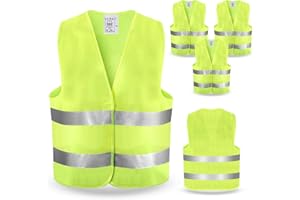 THINKCASE Warnwesten Auto - Warnweste Pannenweste, 5 Stück Warnwesten Neongelb Sicherheitsweste Westen Reflektierend Auto, KFZ Pannenhilfe, Waschbar, Warnwesten für Autofahrern Fahrern Arbeitskräften