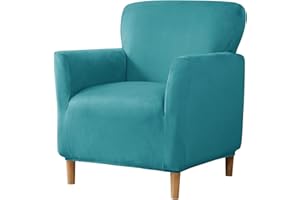 BXFUL Funda de Sillón Elástica, Terciopelo Funda de Sofá 1 Plaza, Fundas Protector de Butaca para Dormitorio Recepción (Azul Turquesa)