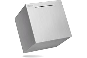 Hicocool Adult Piggy Bank Stainless Steel Safe Money Banks for Adults Savings Real Money Box (19cm, Silver)