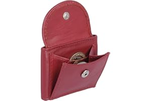 Bardzo mały portfel LEAS, prawdziwa skóra, czerwony - "LEAS Mini-Edition", Czerwony/Cherry, 7x5,5cm, Otwarty tył